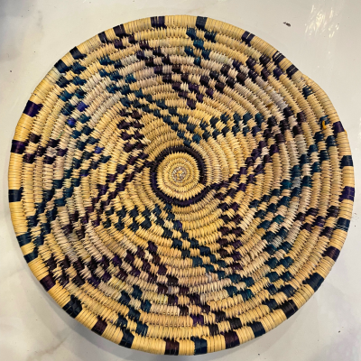 Yemeni Handmade Woven Basket – Traditional Multicolor Design (Large, 40cm)