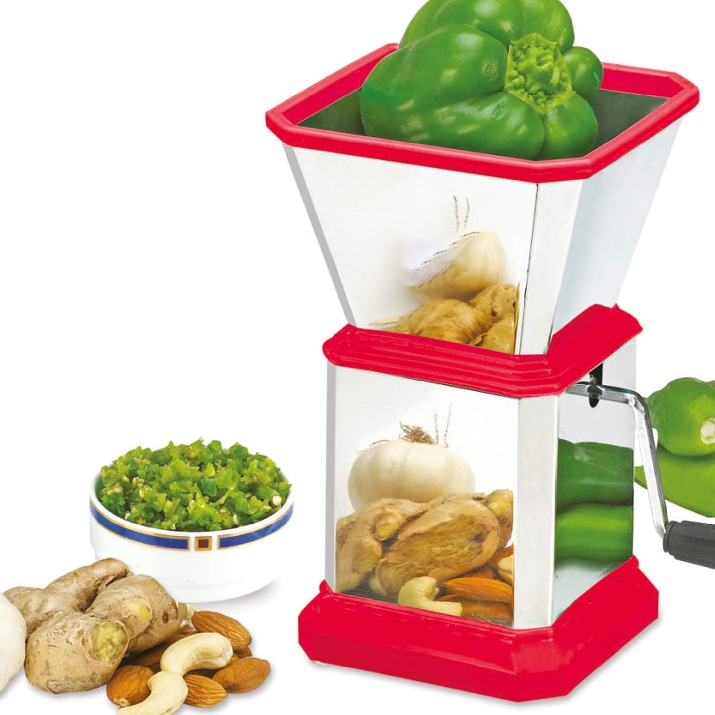 HANS Stainless Steel Chilli & Dry Fruit Cutter – Manual Onion & Vegetable Chopper