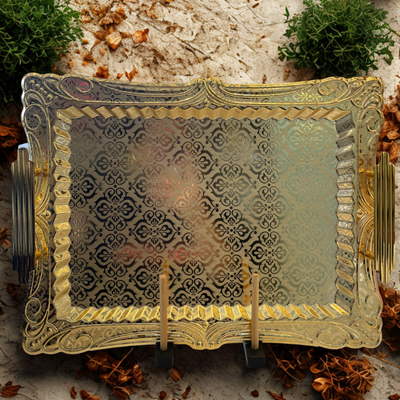 Dubai Golden Fruit Decorative Tray – Large Luxury Arabic Centerpiece