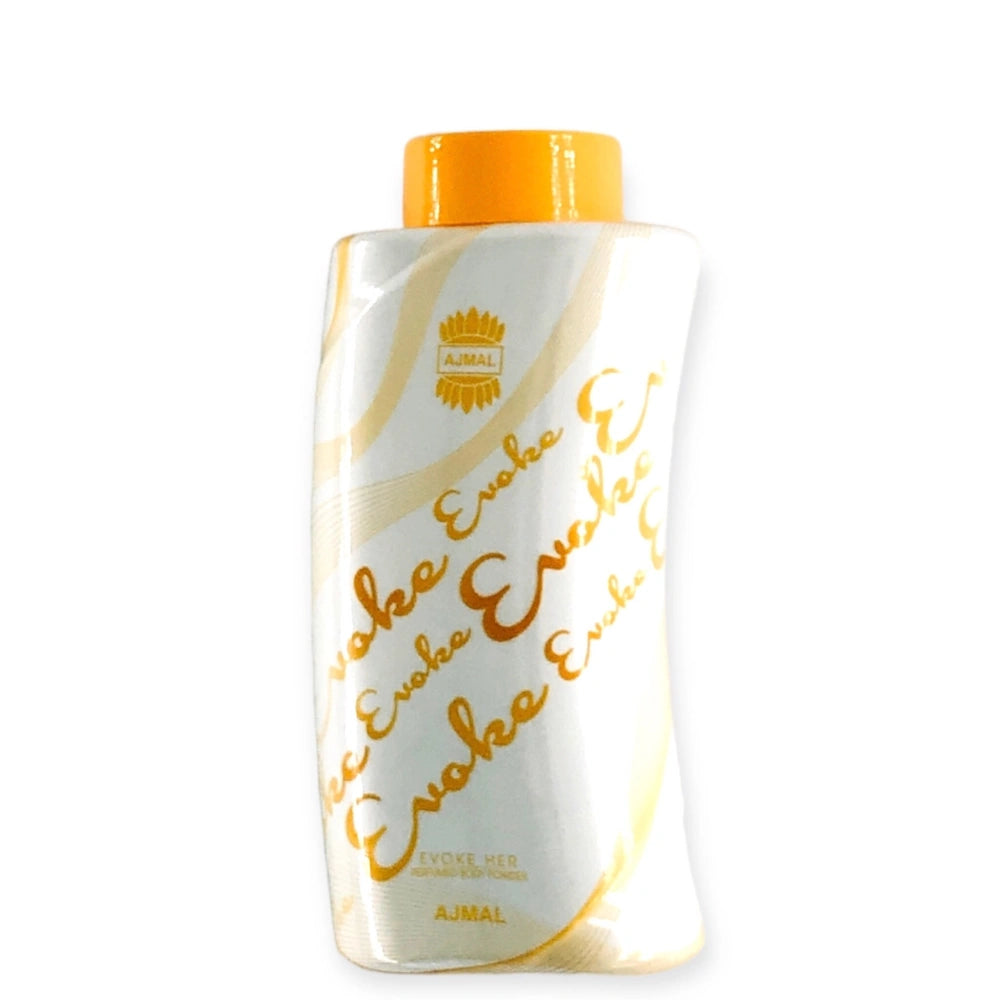Ajmal Evoke Her Body Powder – 80g | Fresh, Fruity & Musky Scent for Women