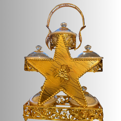 Emirati Gold Snack Tray – Star Design by Polisico | Arabic Style Server