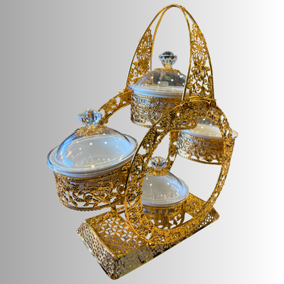 Casa Home Arabic Style Wheel Snack Tray – Elegant Rotating Server