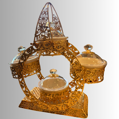 Casa Home Arabic Style Wheel Snack Tray – Elegant Rotating Server