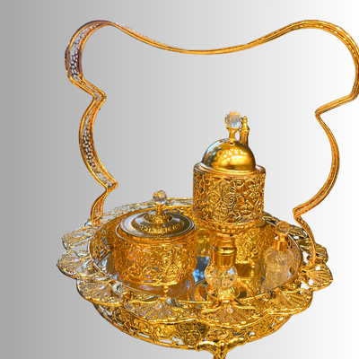 Luxury Arabic Bakhoor Burner & Oud Set – Mickey Mouse Top Design | 6-Piece Gold Set