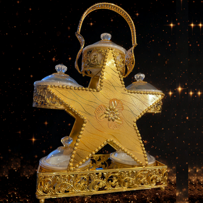 Emirati Gold Snack Tray – Star Design by Polisico | Arabic Style Server