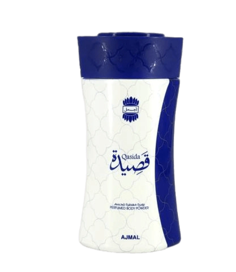 Ajmal Qasida Perfumed Body Powder – 80g | Unisex Oriental Musk & Amber Scent