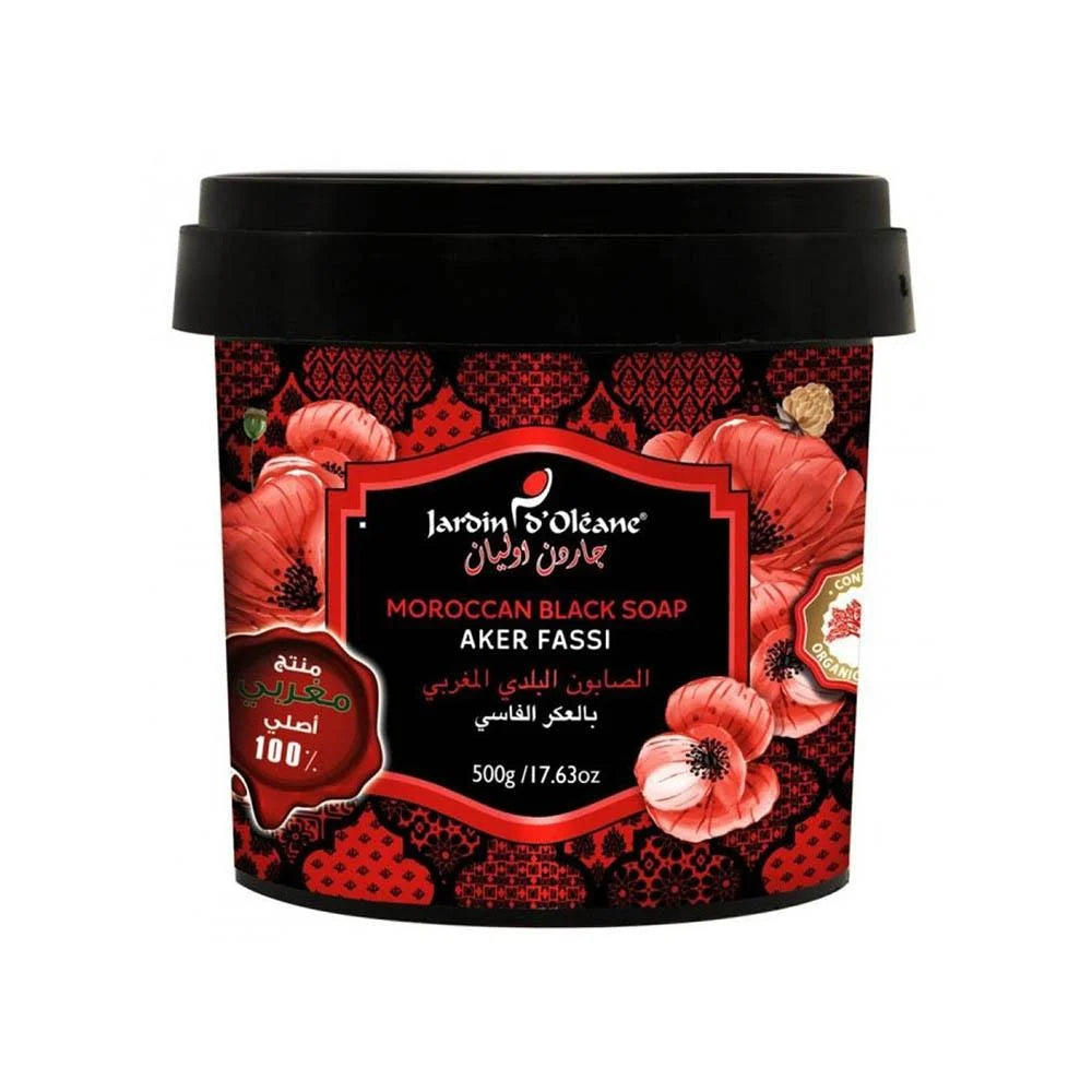 Jardin d'Oleane Moroccan Black Soap with Fassi Aker – 500g