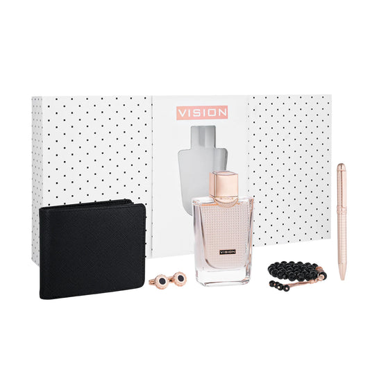 Deraah Men’s Vision Accessory Set – Jungle Perfume, Wallet, Pen, Cup & Rosary