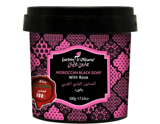 Jardin d'Oleane Moroccan Black Soap with Rose – 500g