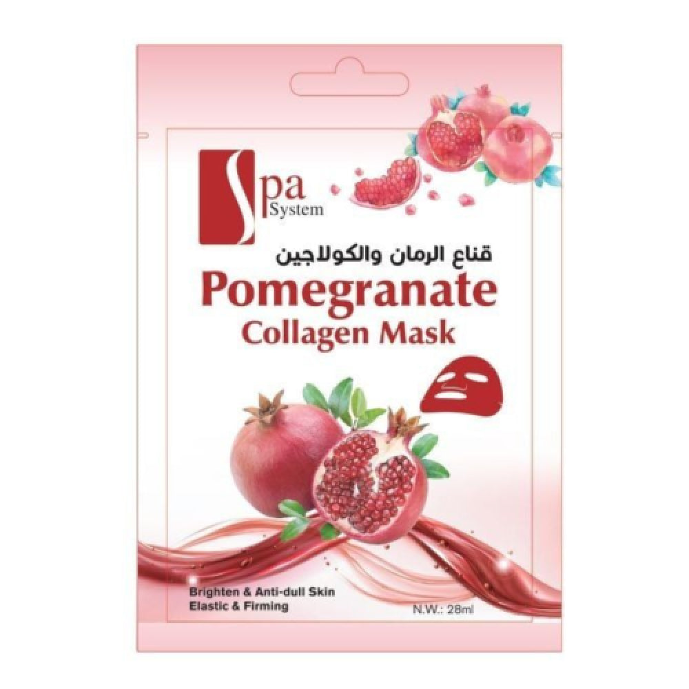 Spa System Pomegranate Collagen Facial Mask – 28ml | Glow & Firming Sheet Mask