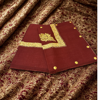 Maroon Kashmiri Shawl with Gold Patterns – Arabic Gift Center