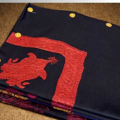 Black Kashmiri Shawls with Red Pattern – Arabic Gift Center