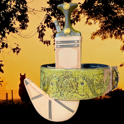 Deluxe Jimbiya with Ornate Gold Belt – Timeless Arabic Tradition