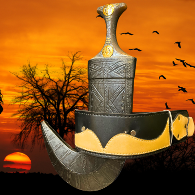 Black Jambiya with Premium Leather Belt – Traditional Arabic Design