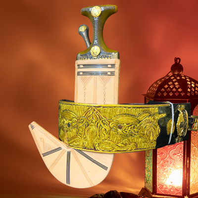 Premium Jimbiya with Gold-Embroidered Belt – Authentic Arabic Heritage