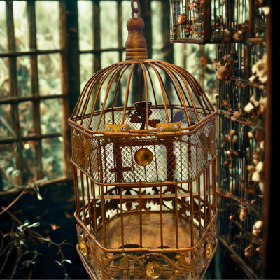Small Arabic Design Bird Cage in Brown – Elegant Home Decor