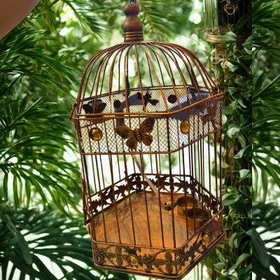 Large Arabic Design Bird Cage in Brown – Traditional Home Decor