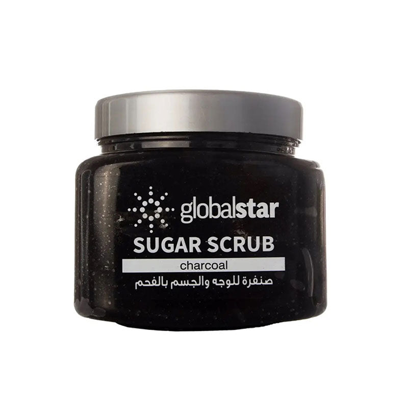 GLOBAL STAR Sugar Scrub with Charcoal Extract – 600g | Deep Cleansing & Detoxifying Body Scrub