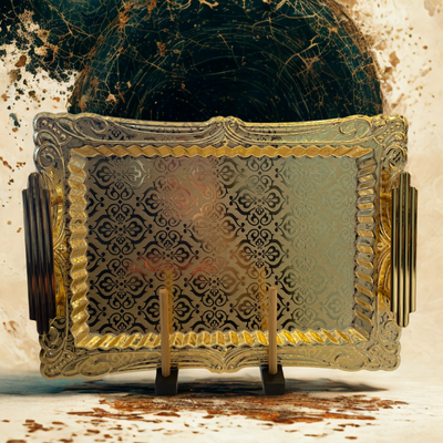 Dubai Golden Fruit Decorative Tray – Elegant Arabic Metal Centerpiece (Medium)