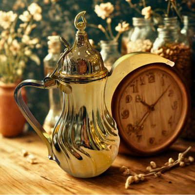 Medium Golden Arabic Coffee Pot (Dallah) – Traditional Luxury