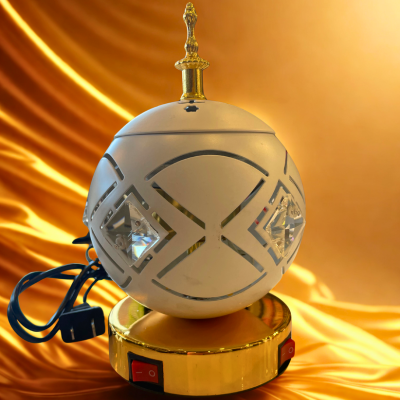 Elegant Round White Arabic Design Incense Burner – Stylish Bakhoor & Oud Holder
