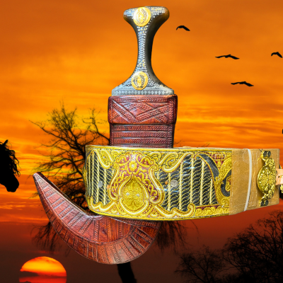 Luxury Yemeni Jambiya with Intricate Gold-Plated Belt – Authentic Arabic Dagger