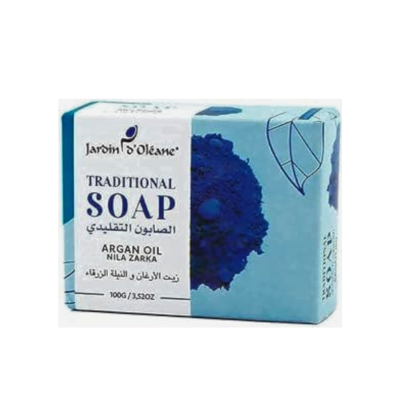 Jardin D Oleane Traditional Soap Argan Oil Nila Zarka 100g | صابون تقليدي بزيت الأركان ونيلة زرقاء