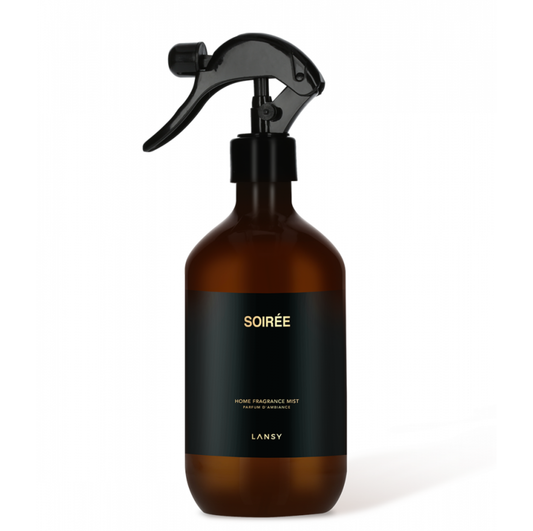 Soiree Home Fragrance Mist 500ml by LANSY – Oriental Woody Oud Room Spray | معطر منزلي سواري 500 مل برائحة العود والخشب الشرقي | Arabic Gift Center