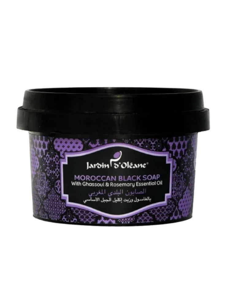 Jardin Oleane Moroccan Black Soap with Ghassoul & Rosemary – 250g