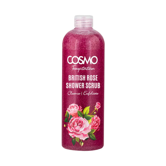 Cosmo Temptation British Rose Shower Scrub 1000ml | Exfoliating Rose Body Wash for All Skin Types